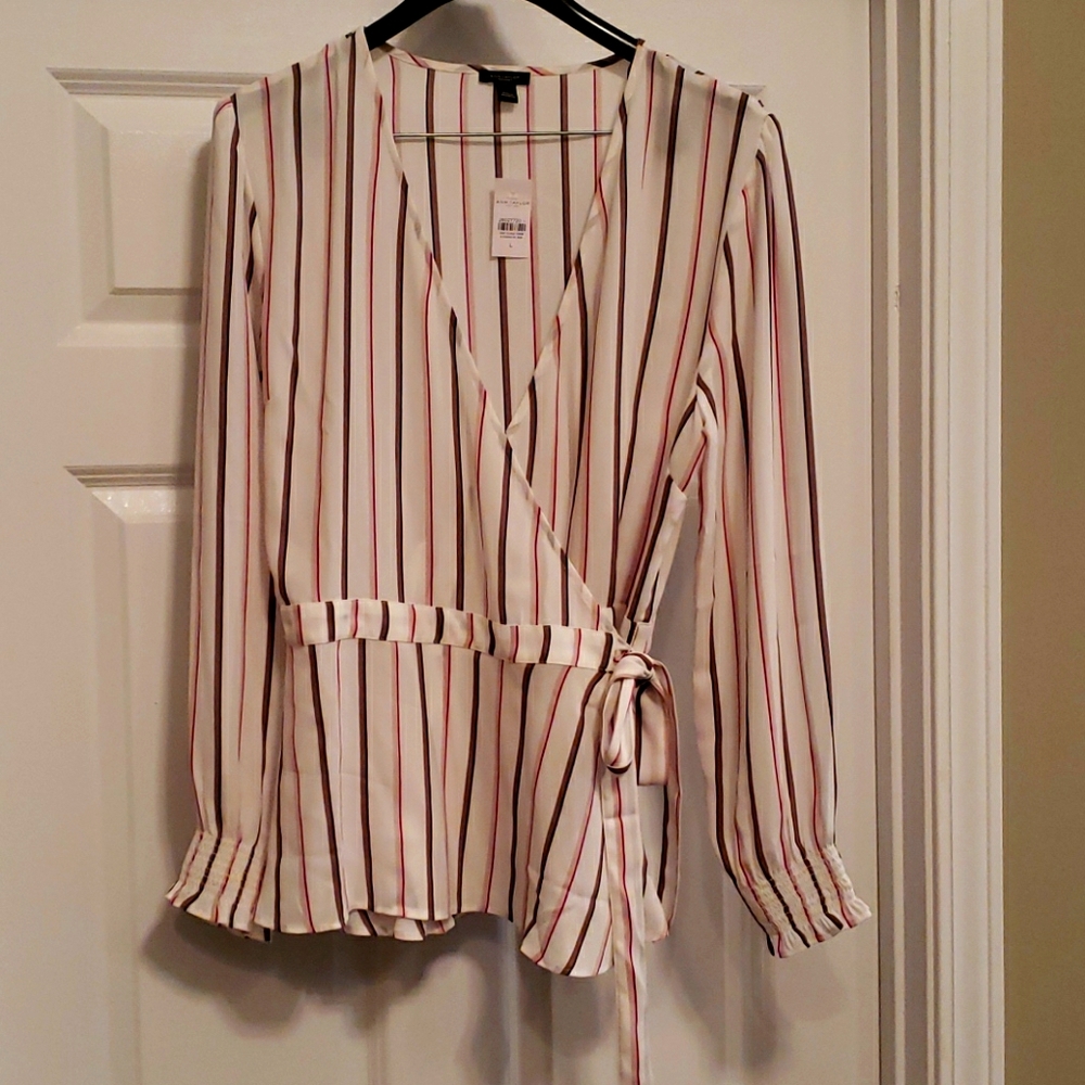 Ann Taylor Factory Blouse Wrap Blouse Suze L NWT